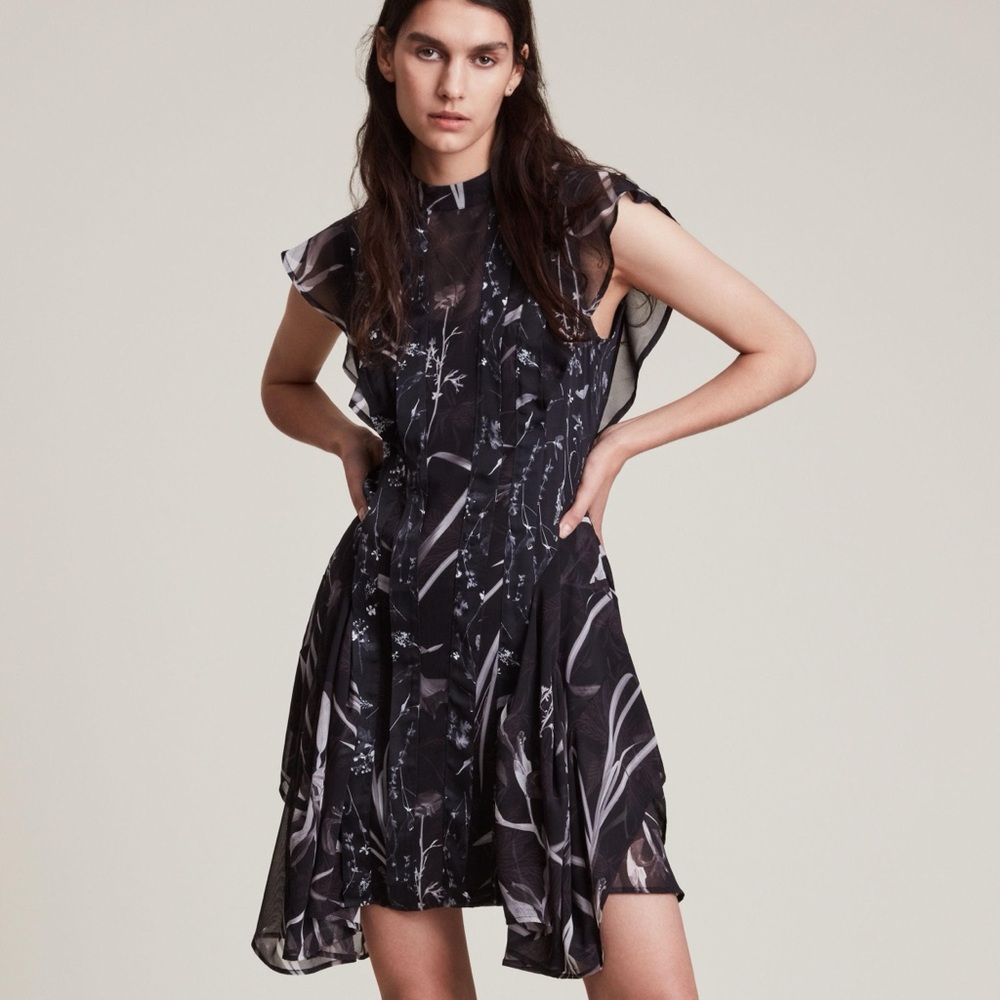 All Saints Fleur black floral dress sz 0